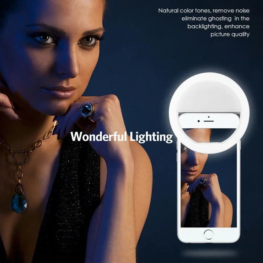 USB Rechargeable LED Selfie Ring Light with Phone Clip
