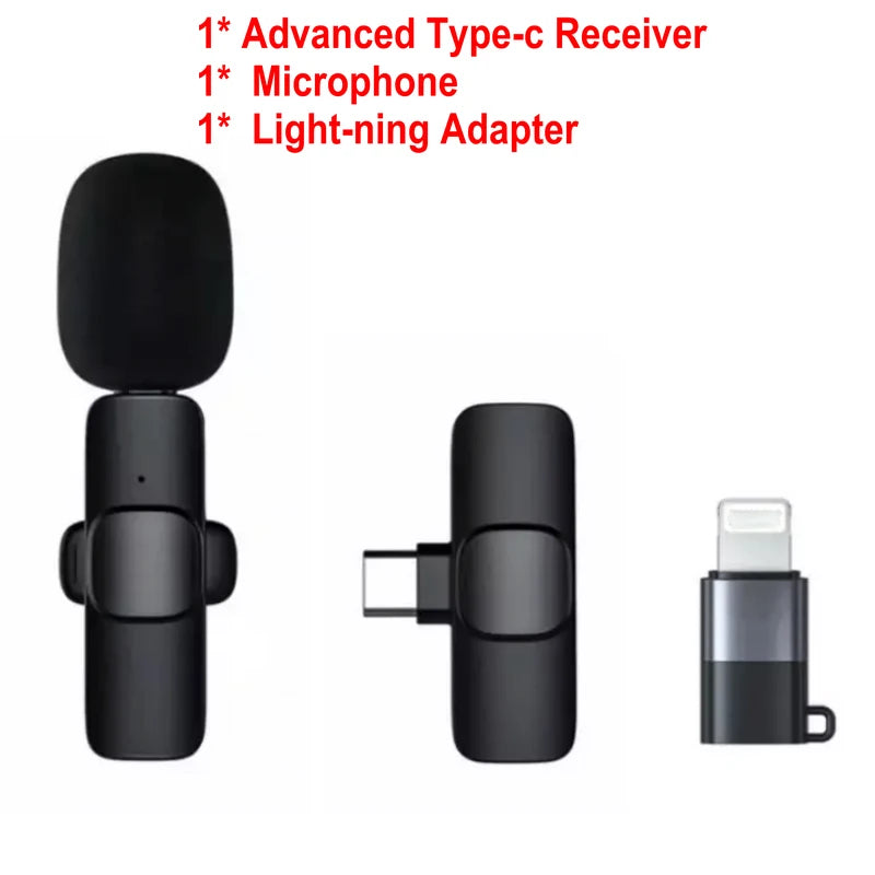 Wireless Microphone Portable Audio Video Recording Mic For Mobile Phone Live Broadcast