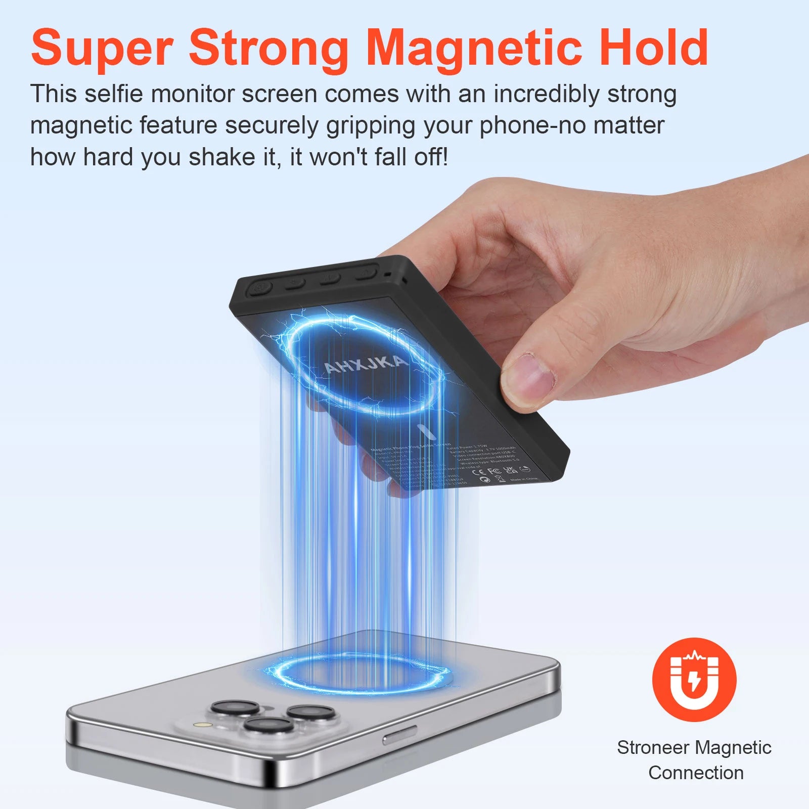 Magnetic Phone Vlog Selfie Monitor Screen Wireless Recording Using Phone Rear Camera for Selfie Vlog Live Stream Bluetooth