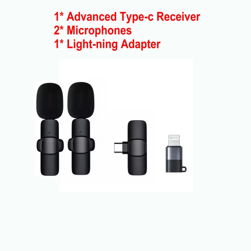 Wireless Microphone Portable Audio Video Recording Mic For Mobile Phone Live Broadcast