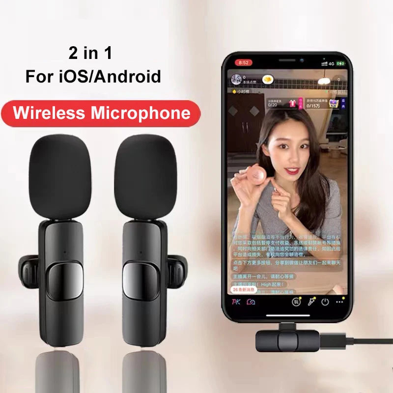 Wireless Microphone Portable Audio Video Recording Mic For Mobile Phone Live Broadcast