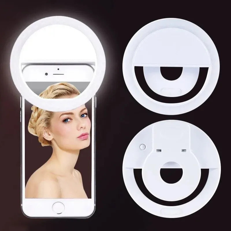 USB Rechargeable LED Selfie Ring Light with Phone Clip