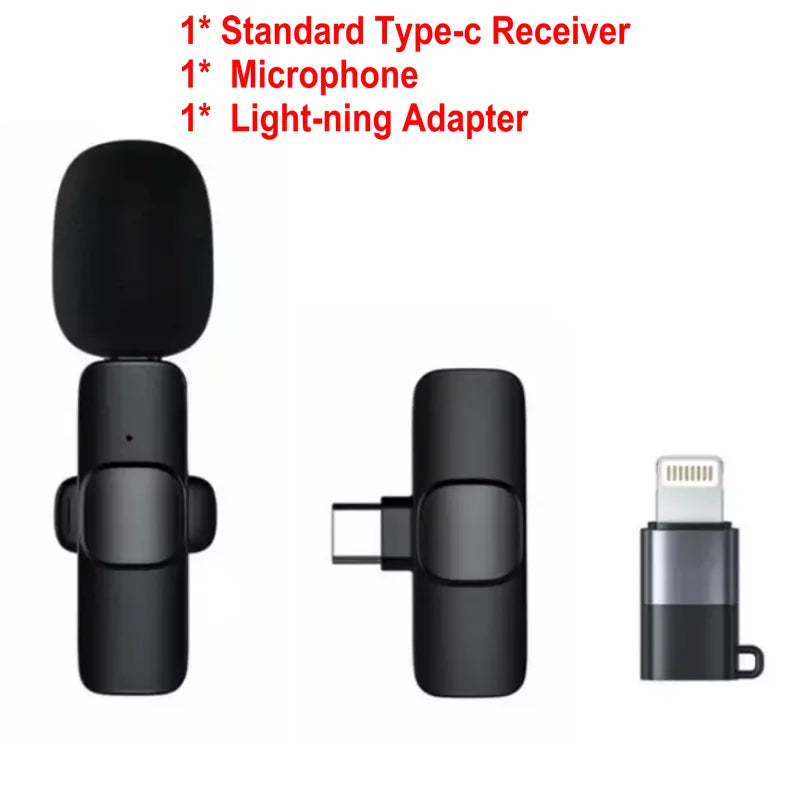 Wireless Microphone Portable Audio Video Recording Mic For Mobile Phone Live Broadcast