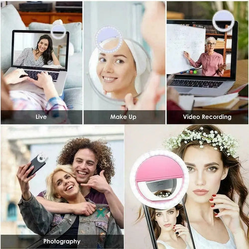 USB Rechargeable LED Selfie Ring Light with Phone Clip